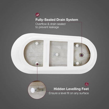 Coniston 60 in. Acrylic Freestanding Flatbottom Bathtub in White with Overflow and Drain in Brushed Nickel Included