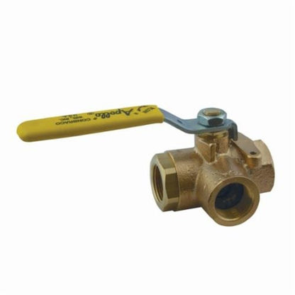 2-Piece Ball Valve, 1/2 in, FNPT, Standard Port, Plated Brass Ball, Bronze