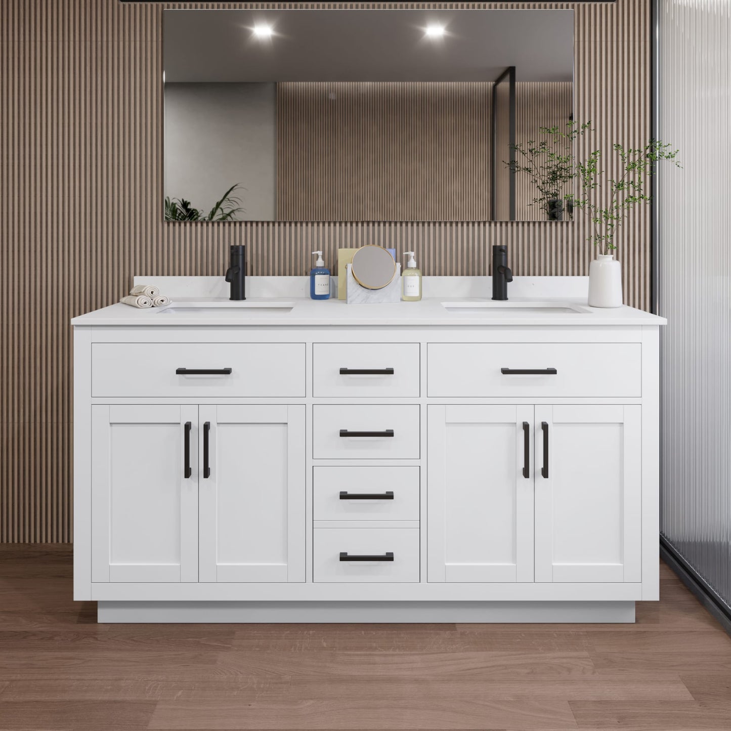 Beckett Double Bathroom Vanity with Toe Kick - 66W x 35H x 22D