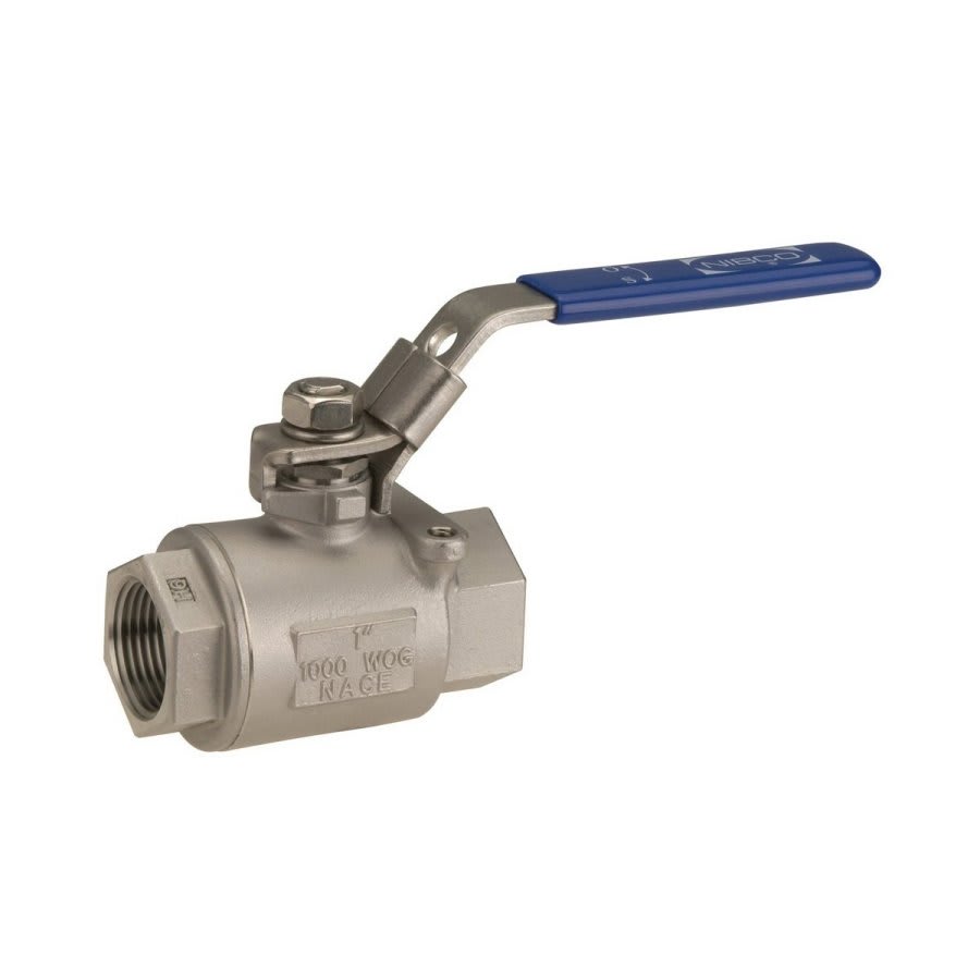 2-Piece Ball Valve, 1-1/4 in, FNPT, Full Port, Stainless Steel Ball, 304/304L Stainless Steel