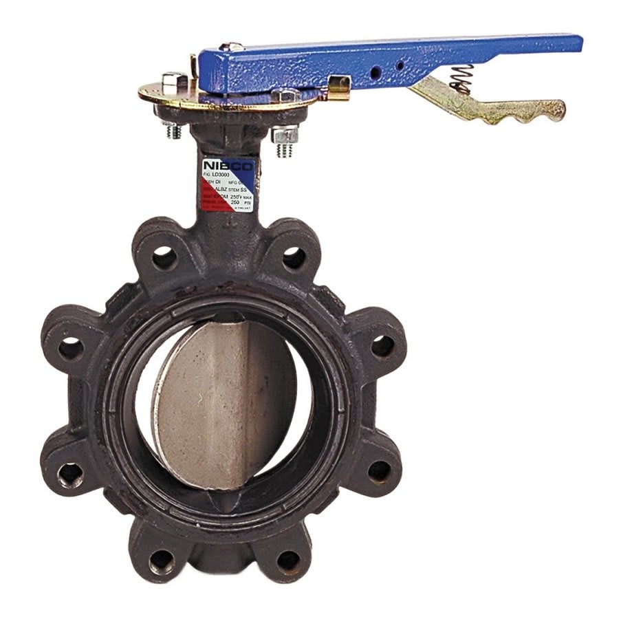 Lug Style Butterfly Valve, Gear Operator, 5 in, Flange, Ductile Iron
