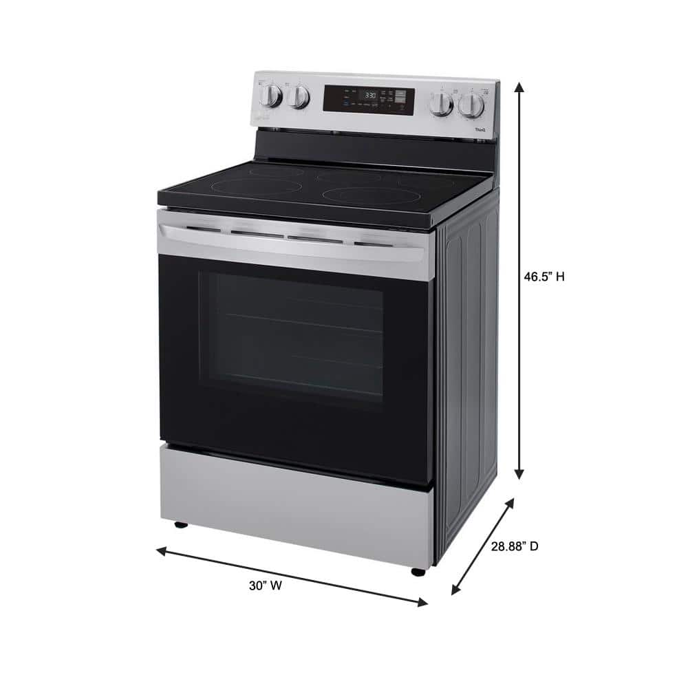 30"W 6.3Cuft Electric Smoothtop Smart Range Stainless Steel