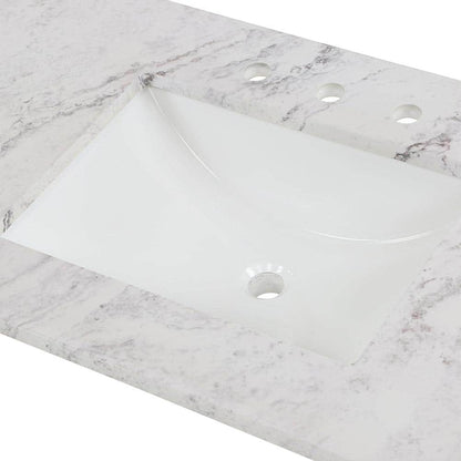 61 in. W x 22 in. D Cultured Marble White Rectangular Double Sink Vanity Top in Lunar