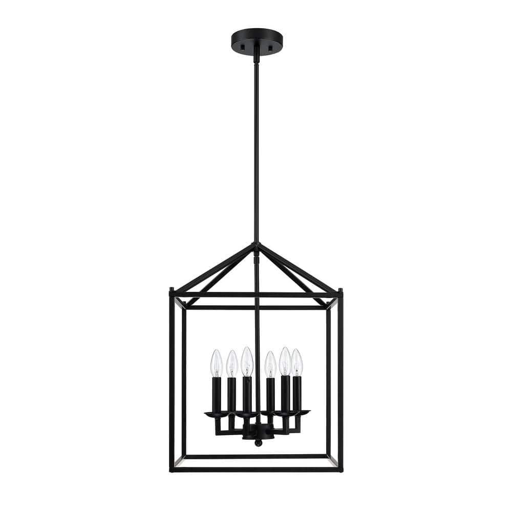 Dawn 6-Light Matte Black Chandelier 16"