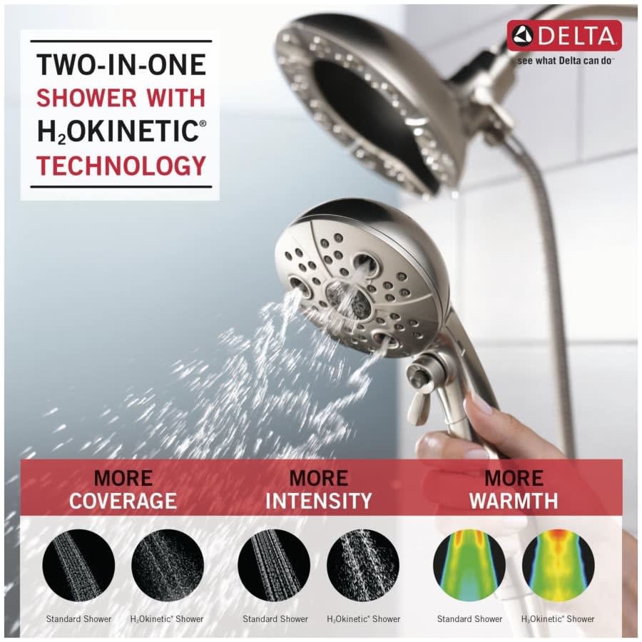 Universal Showering Round 1.75 GPM Multi Function 2-in1 In2ition Shower Head and Hand Shower with Touch Clean, H2Okinetic and MagnaTite Technology