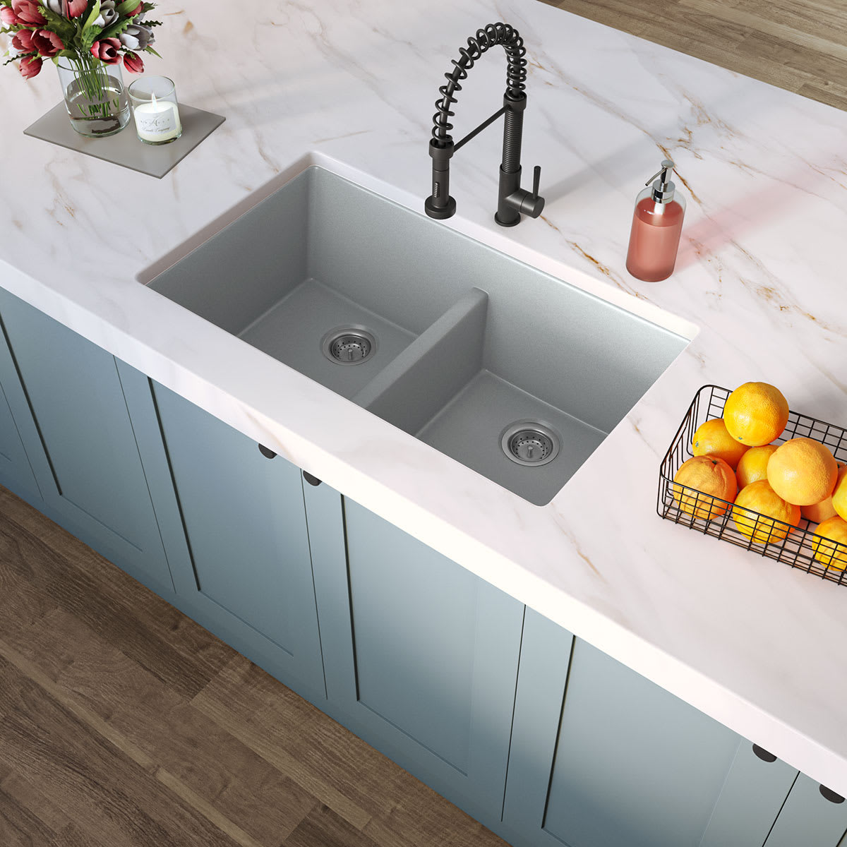 Gray Quartz Double Bowl 50/50-3319