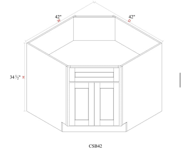 Corner Sink Base - 42"W x 34- 1/2"H x 24"D