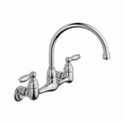 Kitchen Faucet, Wall Mount, ADA, 2 Lever Handle, 2-Hole, Polished Chrome