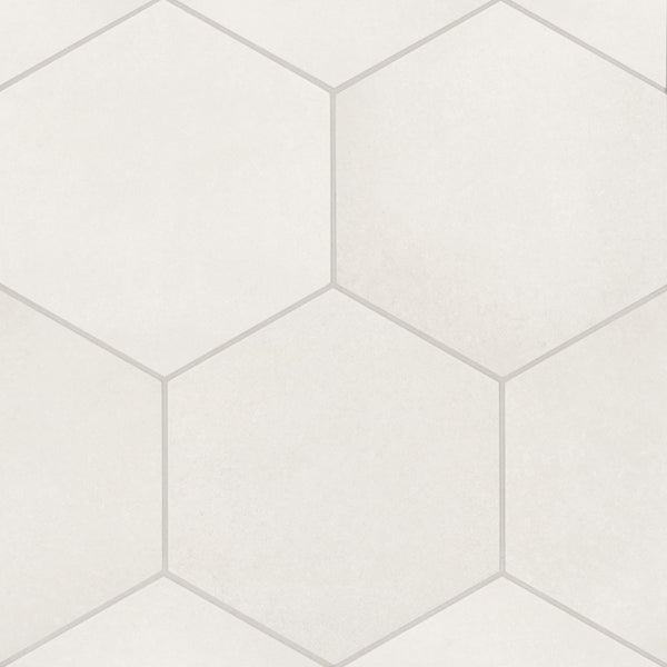 Makoto 10" x 11.5" Hexagon Matte Porcelain Tile in Shoji White