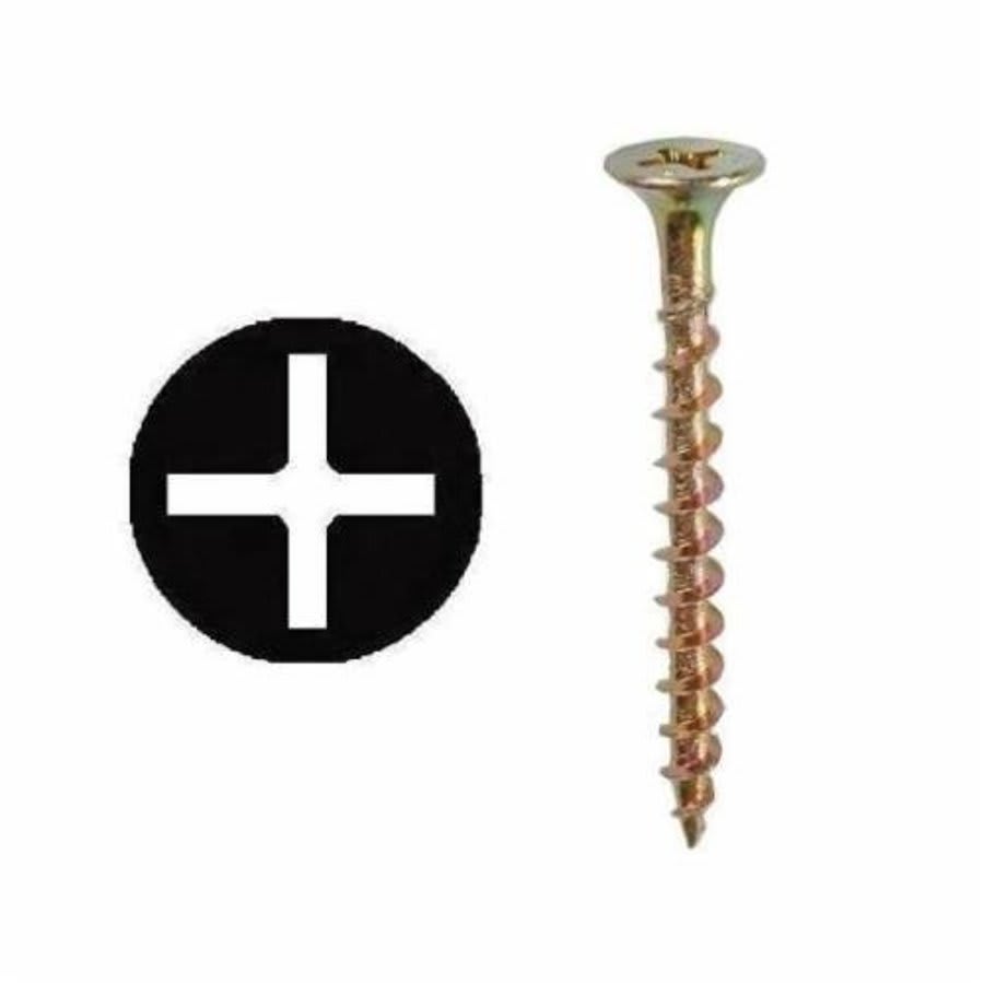 Wood Racket Screw, #6, 1 in L, Phillips Drive, Zinc Plated