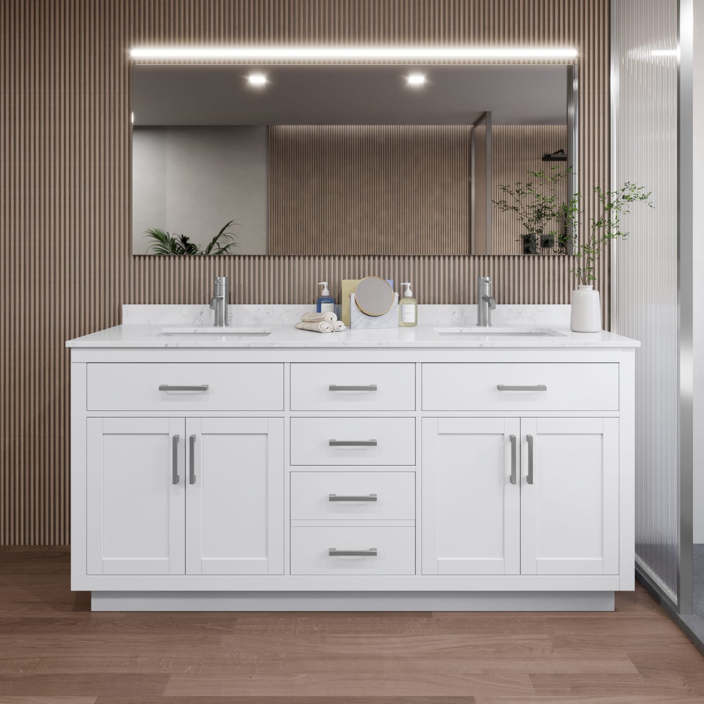 Beckett Double Bathroom Vanity with Toe Kick - 72W x 35H x 22D