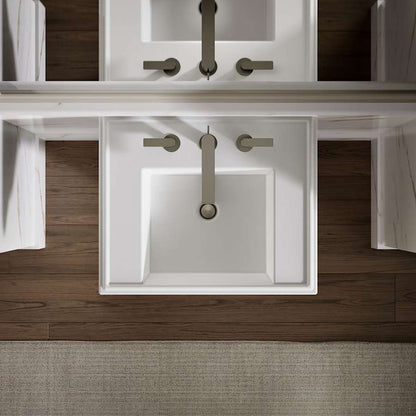 Tresham 14-1/4" Fireclay Pedestal Bathroom Sink with 3 Holes Drilled and Overflow