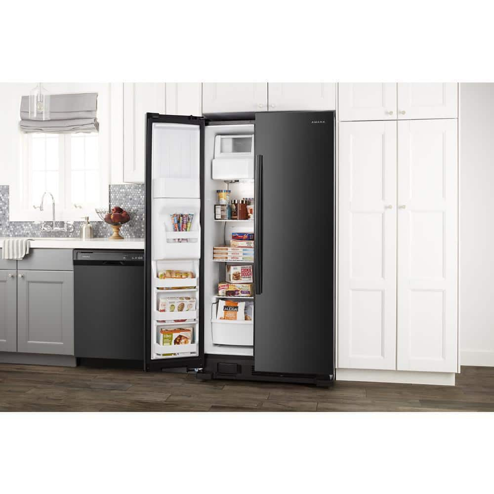 33" Width 21.4 cu. ft. Side by Side Refrigerator in Black