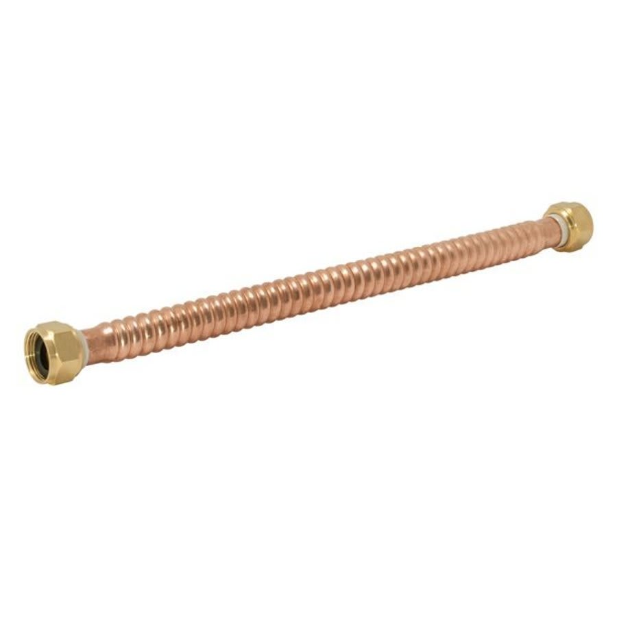 Corrugated Water Heater Flex, 3/4 in, FNPT, 15 in L, Copper