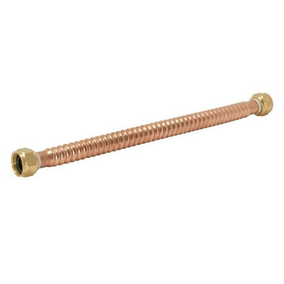 Corrugated Water Heater Flex, 3/4 in, FNPT, 15 in L, Copper