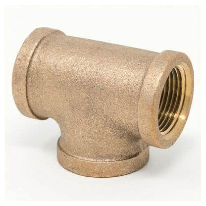 Tee, 1/2 in, FNPT, Lead Free Brass, Rough Brass