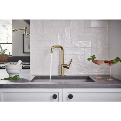 Odin 1.8 GPM Single Hole Bar Faucet with Square Spout - Less Handle