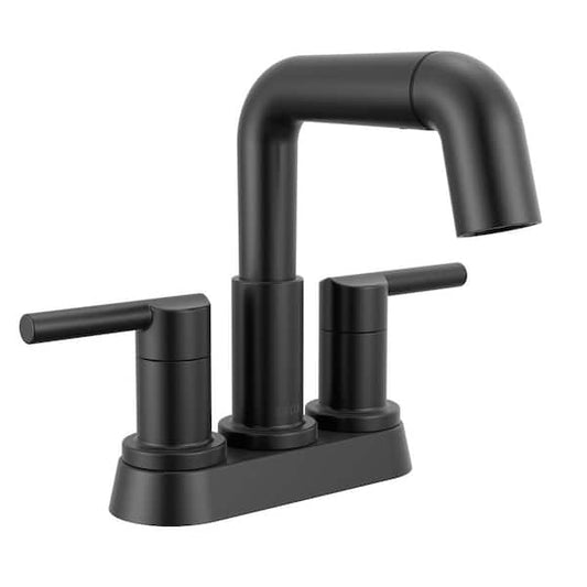 Delta Nicoli 4 in. Centerset Double Handle Pull-Down Spout Bathroom Faucet in Matte Black 25849LF-BLPD