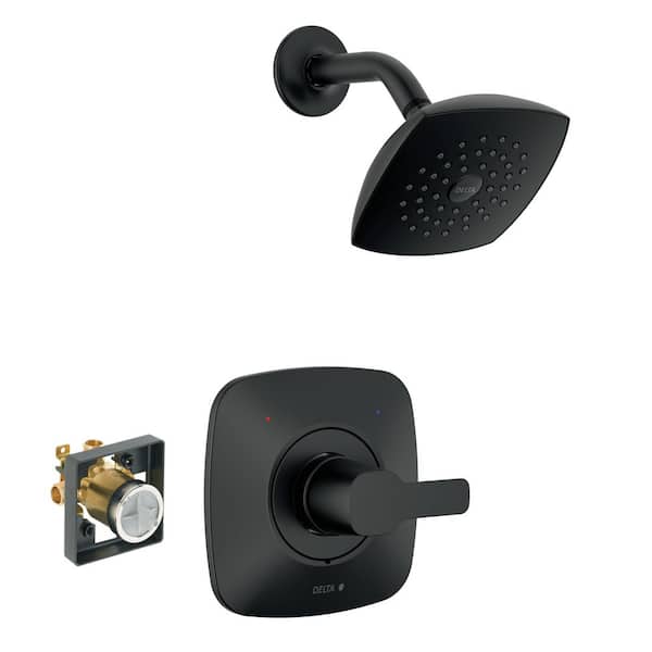 Delta Modern Single Handle 1-Spray Shower Faucet 1.75 GPM with Pressure Balance in Matte Black FVS2-MO2103-BL