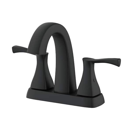 Glacier Bay Calandine 4 in. Centerset 2-Handle Bathroom Faucet with Drain Kit Included in Matte Black HDQF51A1153BL