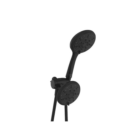 Glacier Bay 6 -Spray Patterns with 1.8 GPM 4.5 in. Wall Mount Dual Shower Heads in Matte Black N9318MB-CB