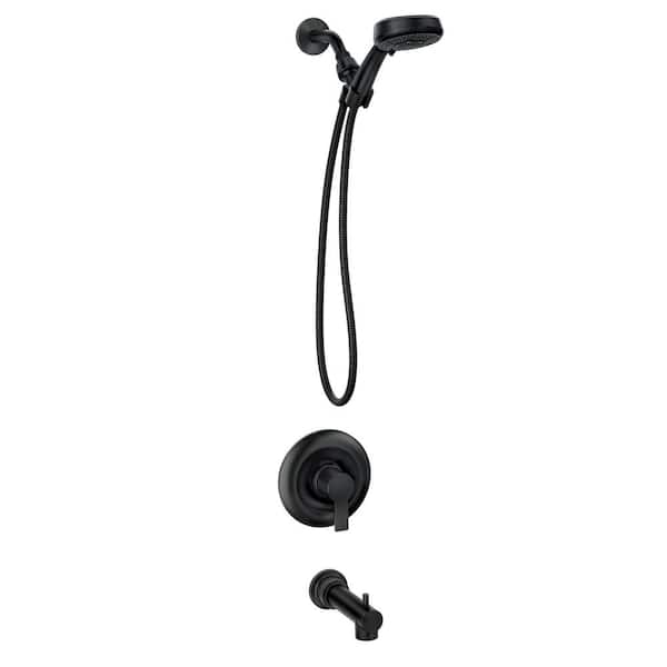 MOEN Meena Single Handle 4-Spray 4 in. Tub and Shower Faucet 1.75 GPM in. Matte Black (Valve Included) 82618BL