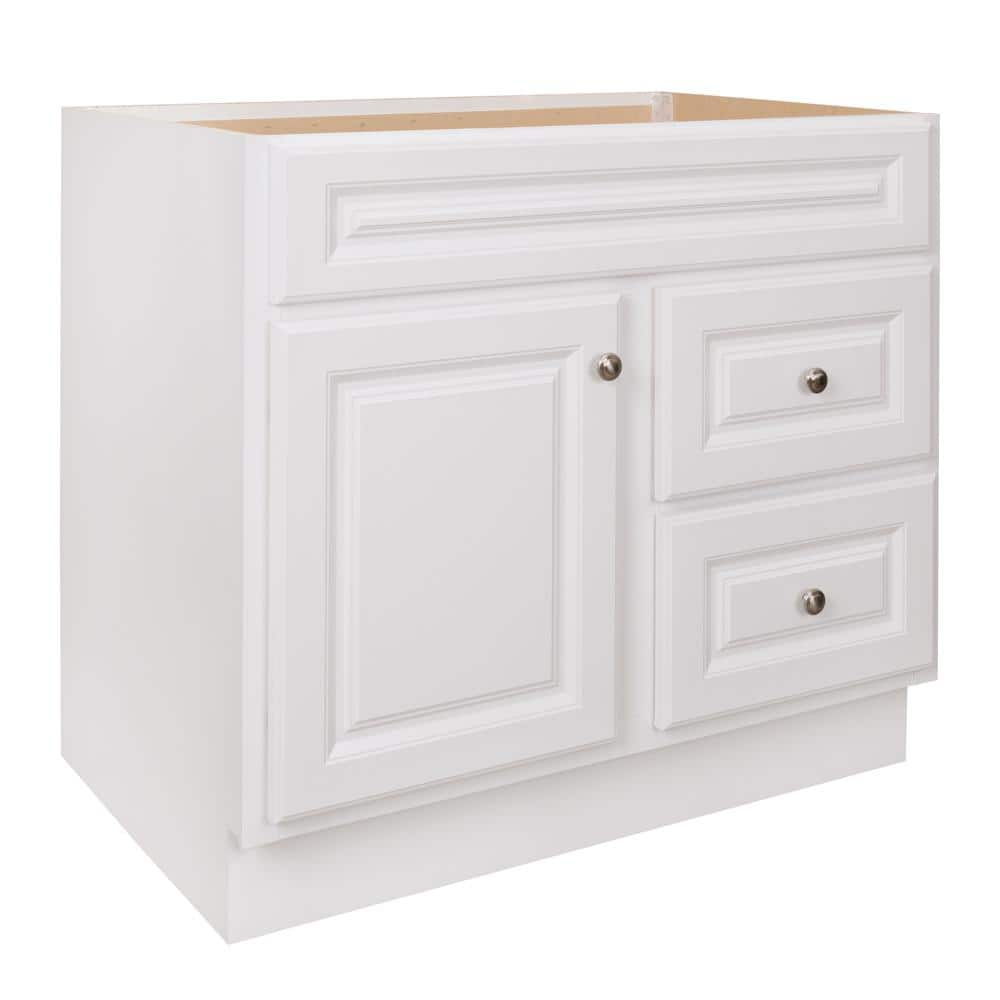 Hampton 36 in. W x 21 in. D x 33.5 in. H Bath Vanity Cabinet without Top in White