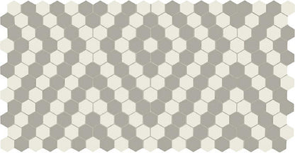 Unglazed Mosaics Ice White/Light Smoke/Diamond Hexagon 1X1 Matte