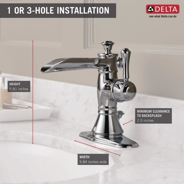 Cassidy Single Hole Waterfall Bathroom Faucet with Pop-Up Drain Assembly - Includes Lifetime Warranty
