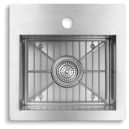 Vault 15" Drop In or Undermount Single Basin Stainless Steel Bar Sink with Single Faucet Hole