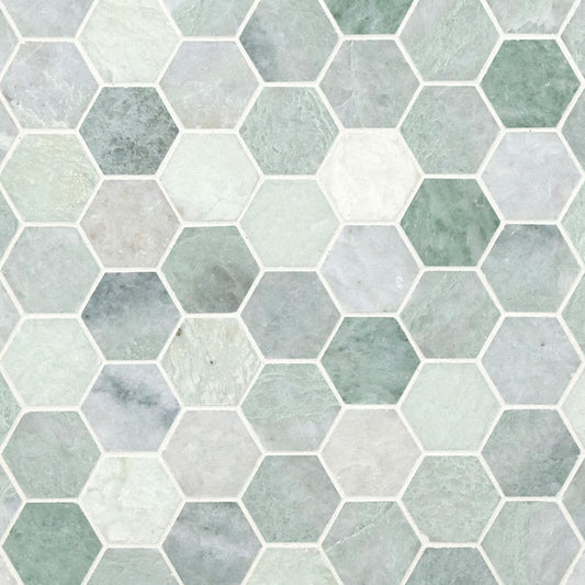 Icelandic Green 2" Hexagon Mosaic Tile