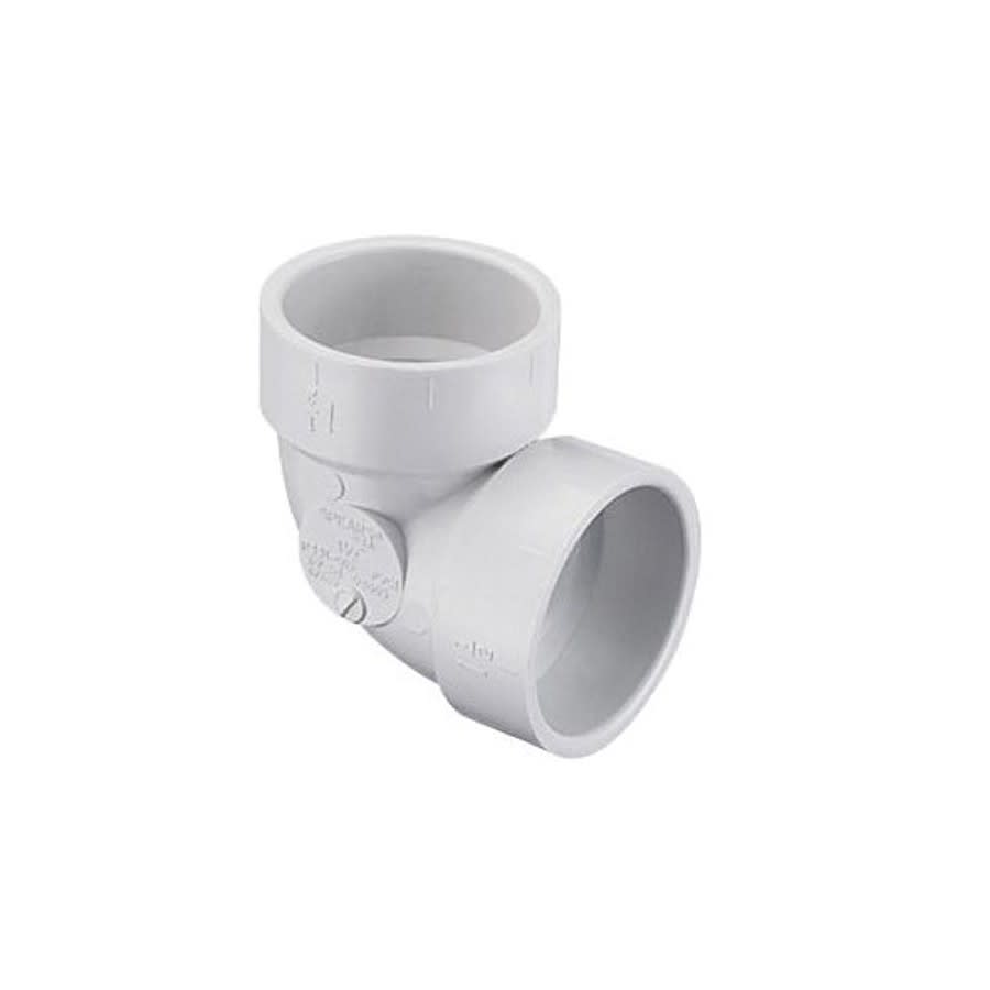 90 deg Vent Elbow, 4 in, Hub, DWV, PVC