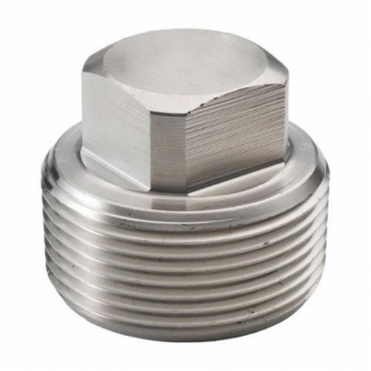 Square Head Plug, 1/2 in, MNPT, 304/304L Stainless Steel, 3000 lb