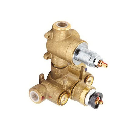 2-Port Thermostatic Rough-In Valve, 1/2 in, FNPT, 45 psi, 2 Ways, 45 psi, 10.25 gpm, Solid Brass Body