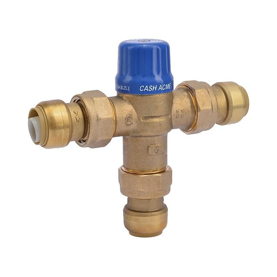 Heatguard® Mixing Valve, 3/4 in, Push-Fit, Brass, Rough Brass