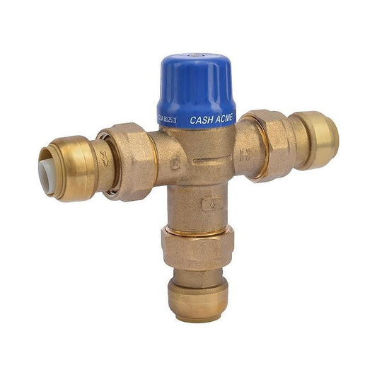 Heatguard® Mixing Valve, 3/4 in, Push-Fit, Brass, Rough Brass