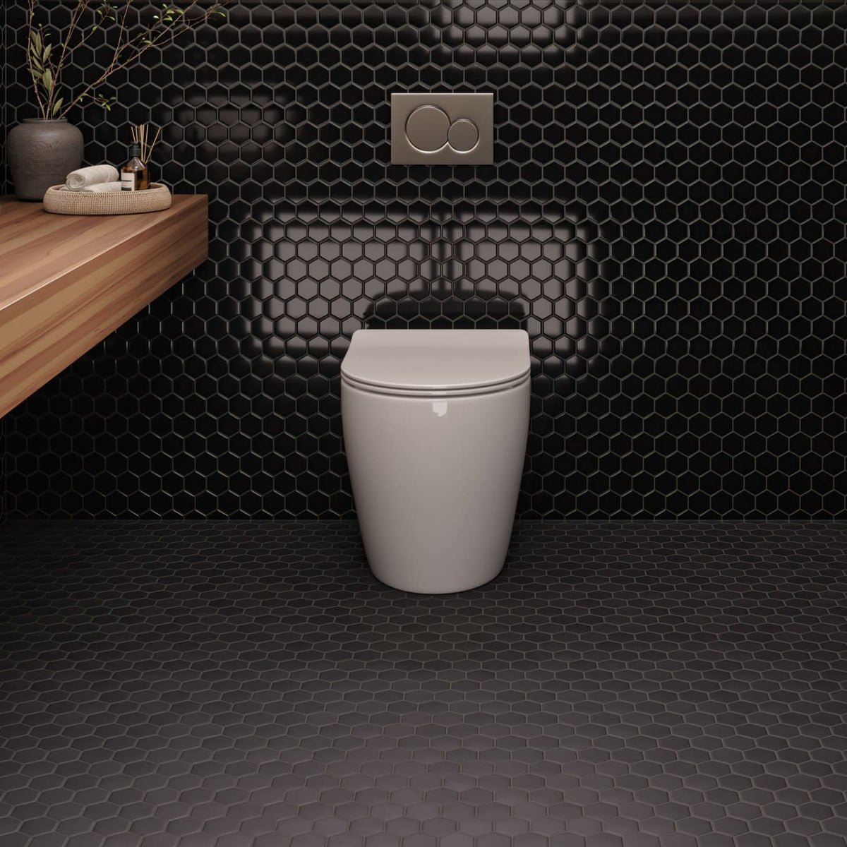 Le Cafe Black 2x2 Hexagon Mosaic Glossy