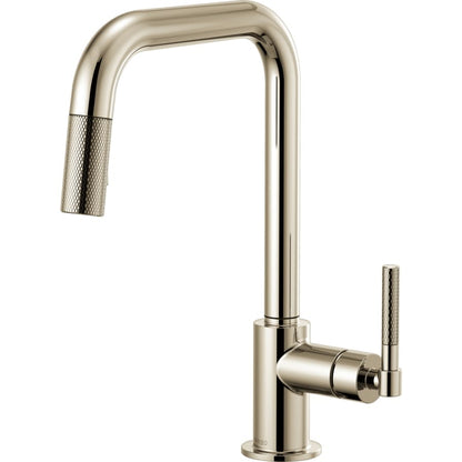 Litze Single Handle Square Arc Pull Down Kitchen Faucet with Knurled Handle - Limited Lifetime Warranty