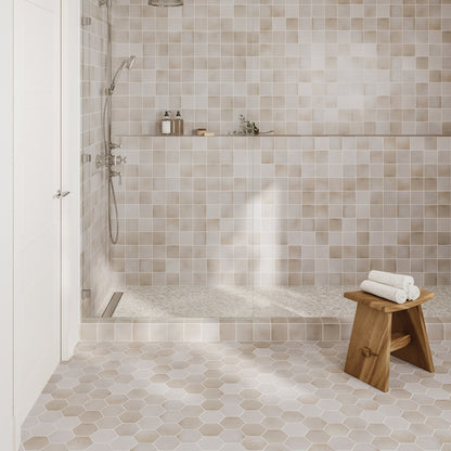 Frammenta Floor and Wall Palladiana Mosaic in Beige
