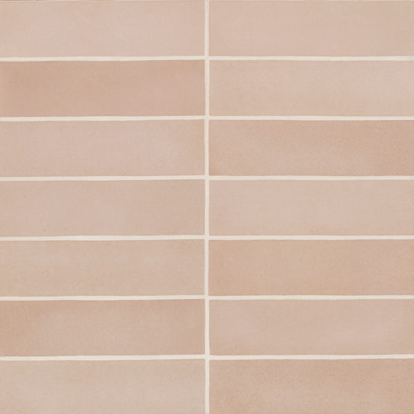 Makoto 2.5" x 10" Matte Ceramic Wall Tile in Momoiro Blush