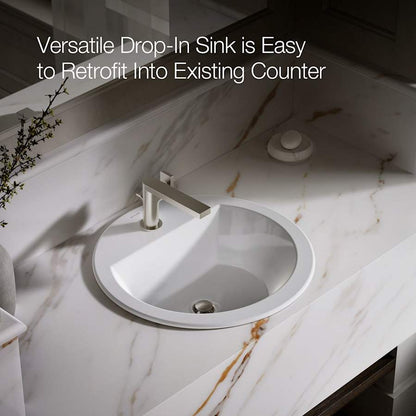 Bryant 18-7/8" Circular Vitreous China Drop In Bathroom Sink with Overflow and Single Faucet Hole