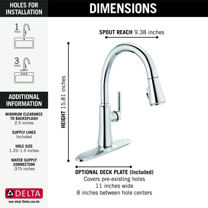 Coranto 1.8 GPM Single Hole Pull Down Kitchen Faucet with Magnetic Docking Spray Head and ShieldSpray