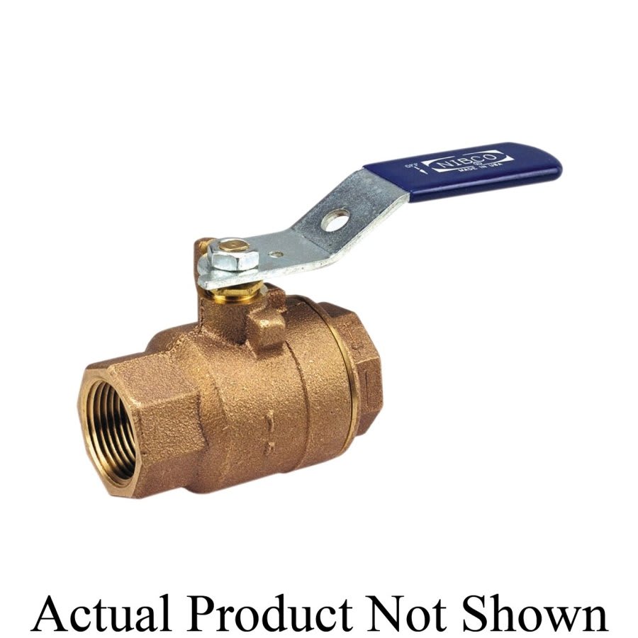 2-Piece Ball Valve, 1-1/2 in, FNPT, Full Port, Plated Brass Ball, Bronze
