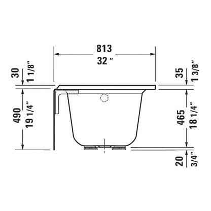 Architec Alcove Tub, 60 x 32 x 19-1/4 in, Left Hand Drain, White