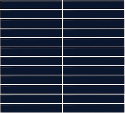 Color Wheel Mosaic Navy Herringbone 1X3 Glossy