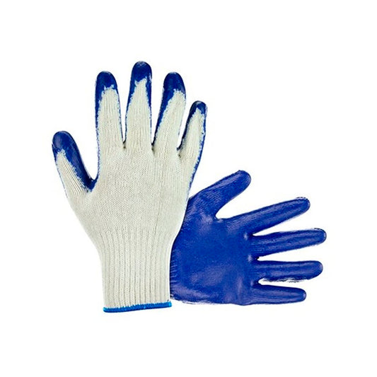 Cotton Knit Gloves with Blue Latex Palm