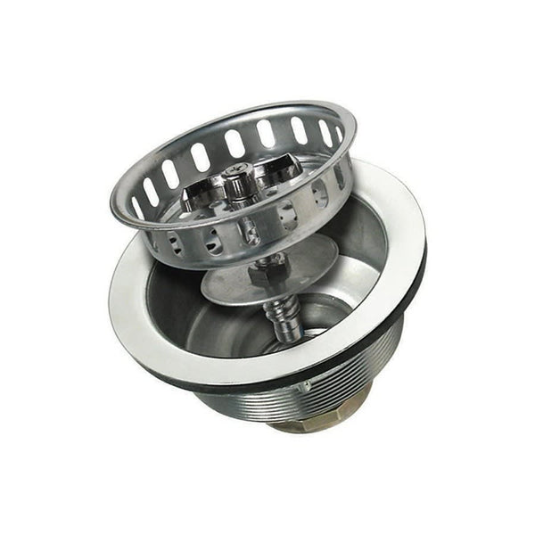 Strainer With Metal Stopper Cut Threads, Stainless Steel, Polished Chrome