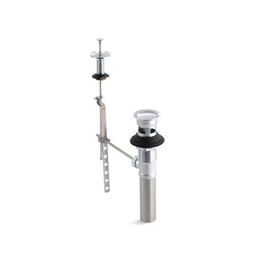 Non-Exposed Standard Pop-Up Drain With External Button, 1-1/4 in, Polished Chrome, Solid Brass Drain, Includes Lift Rod