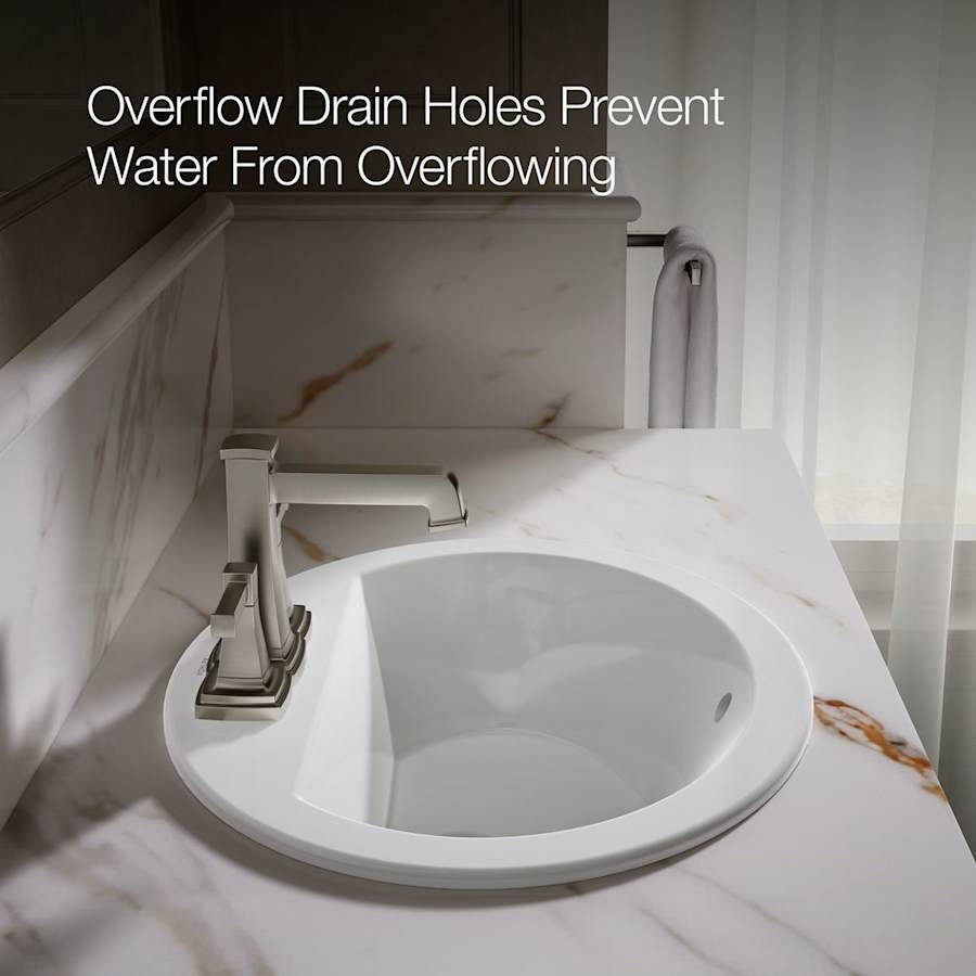 Bryant 20-1/8" Oval Vitreous China Drop In Bathroom Sink with Overflow and 3 Faucet Holes at 4" Centers