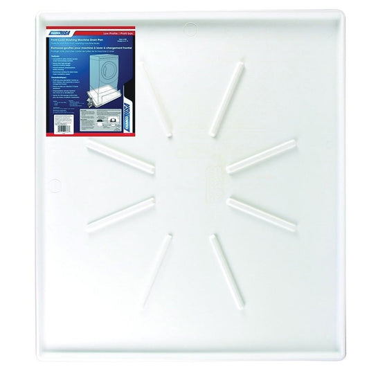Low Profile Washing Machine Drain Pan, Polypropylene, Matte White